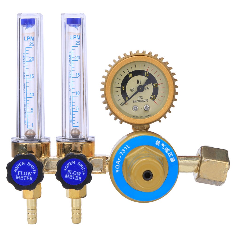 Argon Pressure Gauge 0.25MPa Argon Gas Pressure Reducer Double Gauge Meter Welding Accessory Welding Pressure Regulator