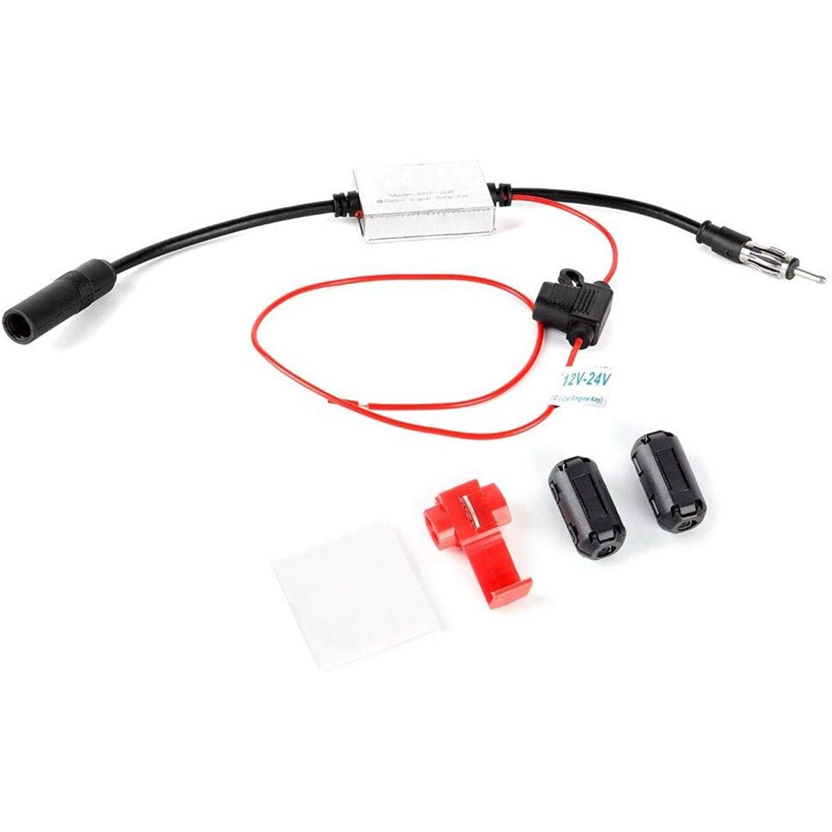 Universal Car Antenna FM Radio Signal Amplifier 25dB Gain Radio Aerial Signal Reception Amplifier Boosters​​ For 12-24V Cars