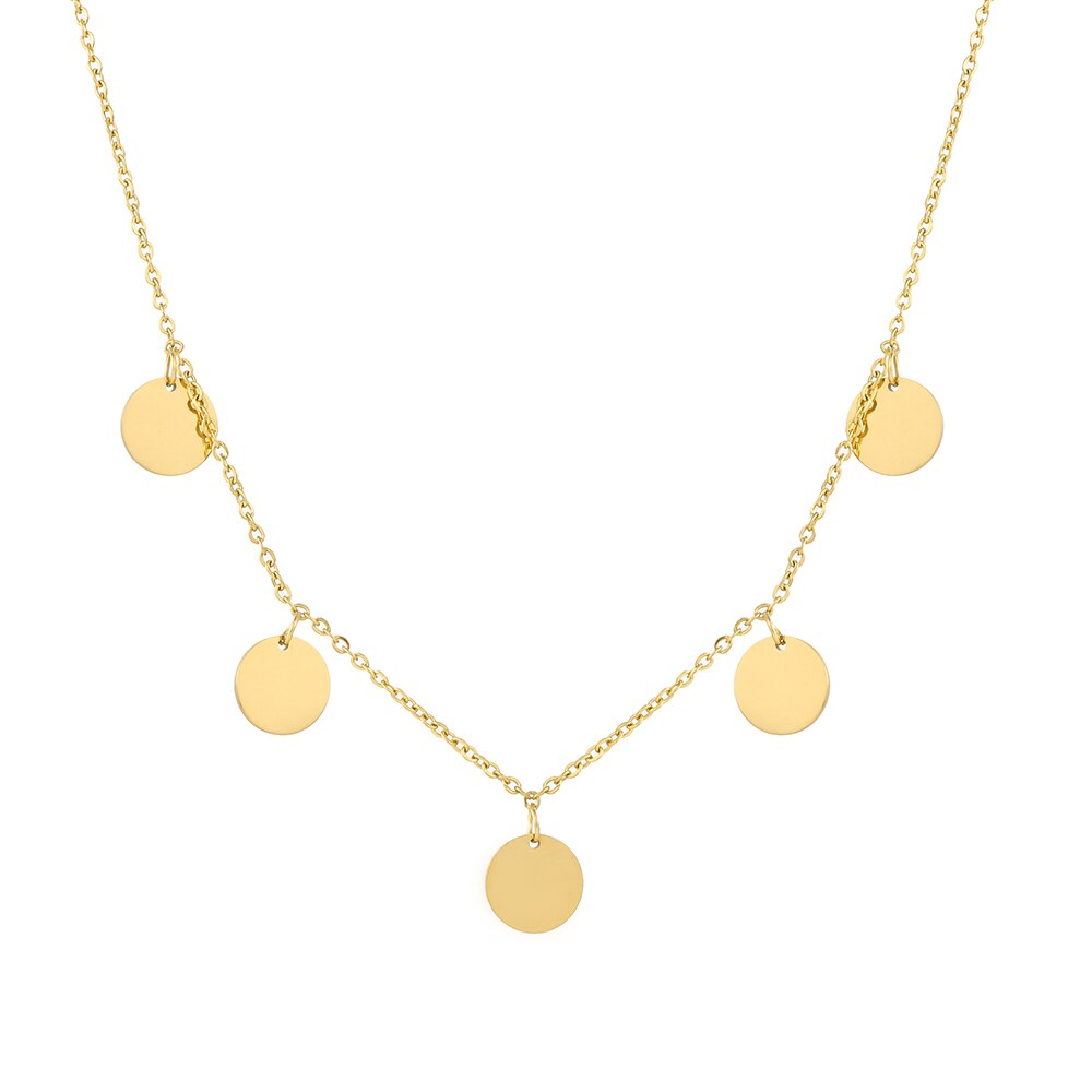 2022 new stainless steel round circle necklaces geometric style simple fashionable women's necklace jewelry