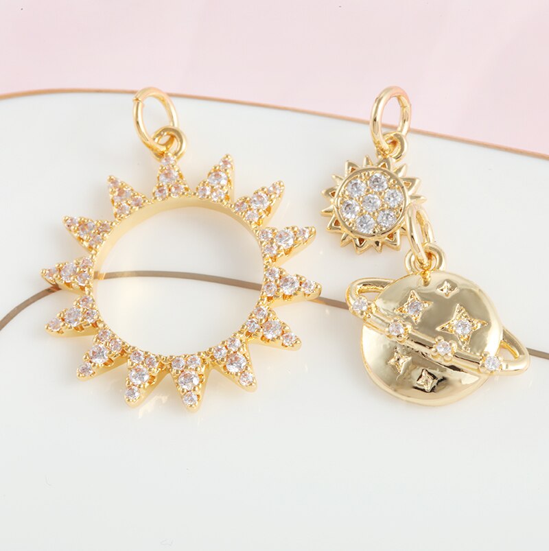 10 stücke Mond Stern Reize für Schmuck Machen Groß Sonne Blitz Reize Anhänger Diy Ohrring Halskette Armbinde Zubehör Kupfer