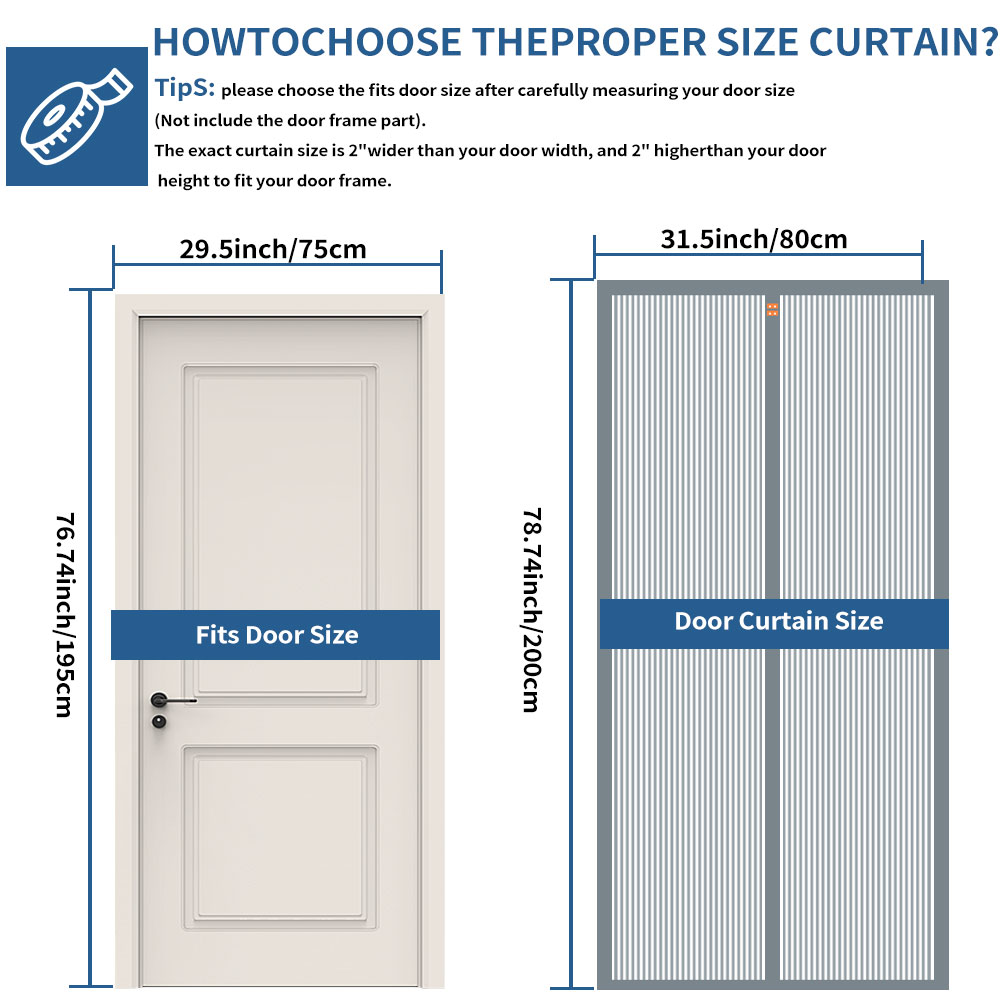 Cortina de listra magnética longa anti-mosquito porta cortinas abertura lateral isolamento porte verão decoração interior design sem perfuração