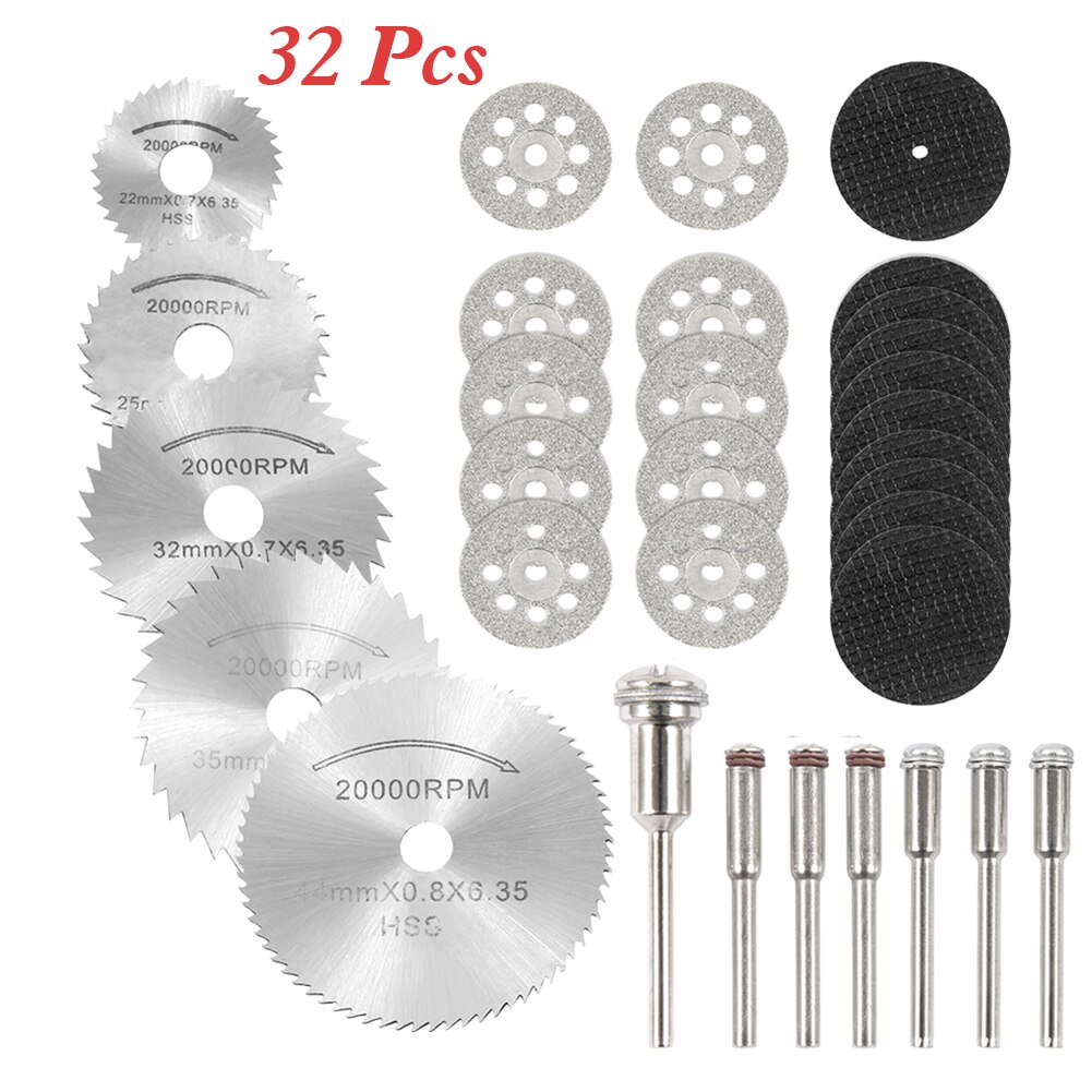 60pcs Diamond Cutting Discs Metal Saw Blade Set HSS Mini Circular Saw Blade For Dremel Rotary Tools Resin Cut-Off Wheels Diamond: 32PCS