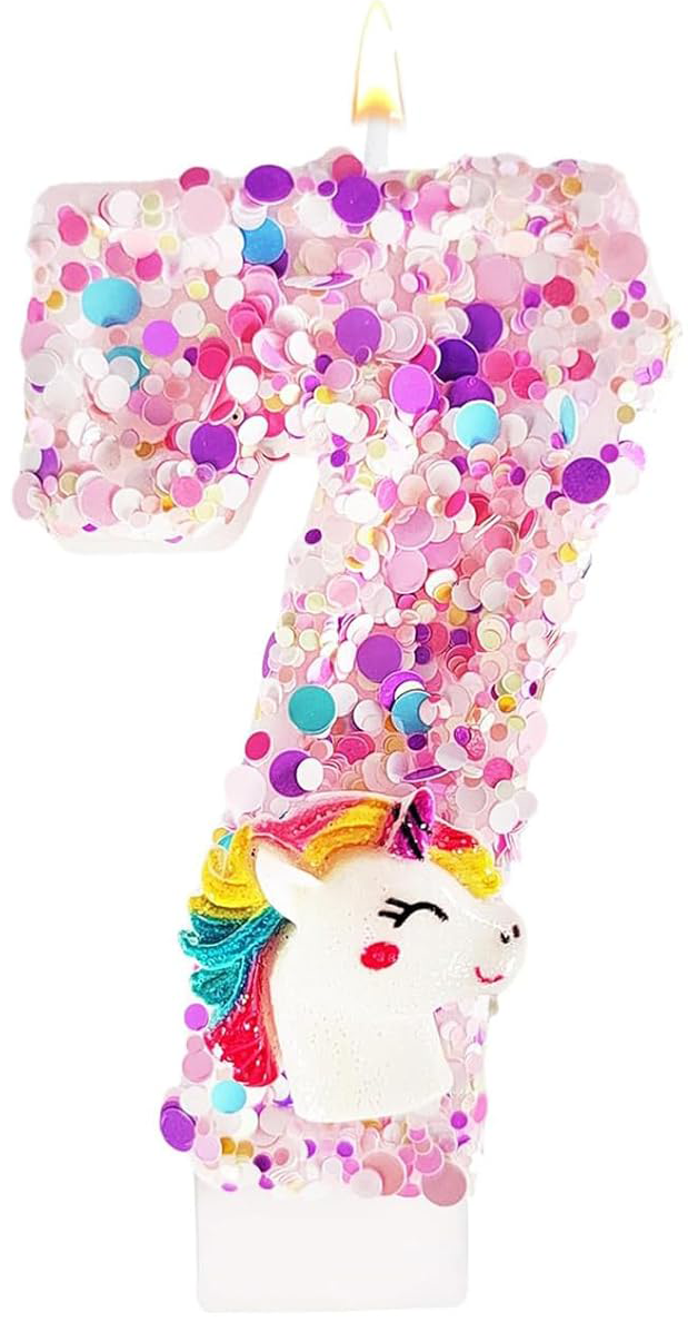 0-9 Number Birthday Candle,Happy Birthday Cake Candle， Unicorn Themed Party Supplies: Fluorescent Green