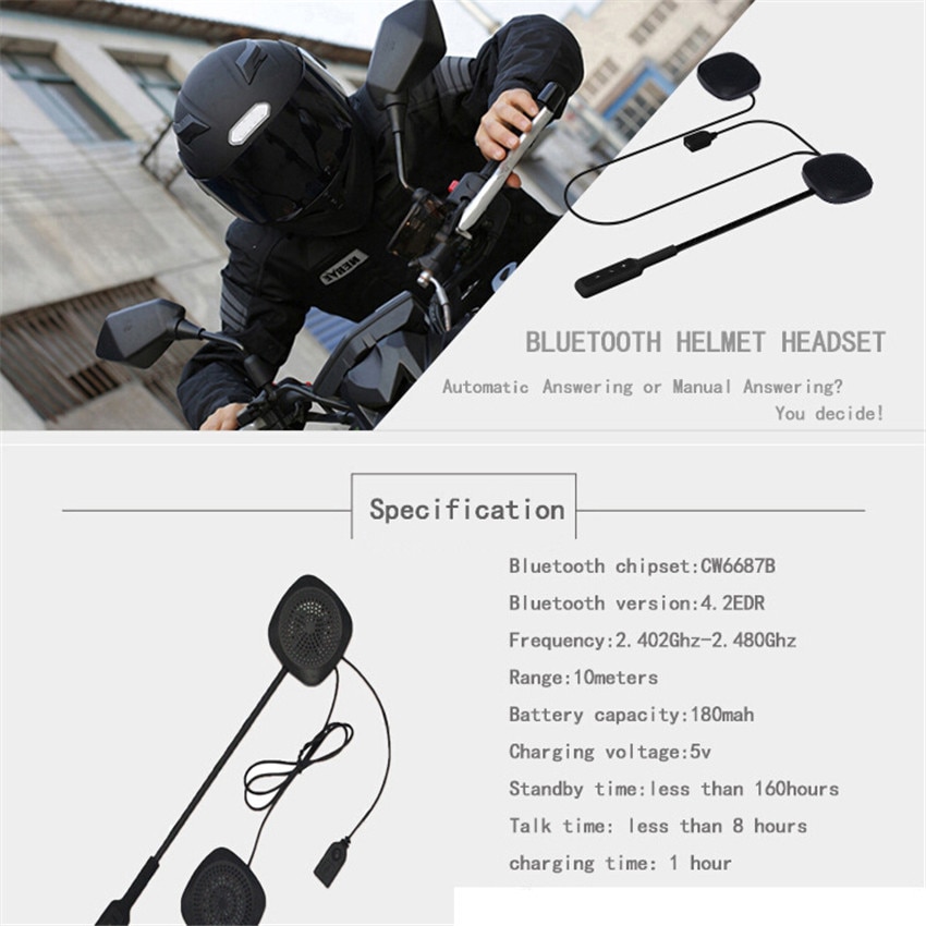 Motorhelm Headset Bluetooth 4.2 Edr Motor Handsfree Draadloze Hoofdtelefoon Voor Muziek Gps Intercome Stijl Motor Speakers