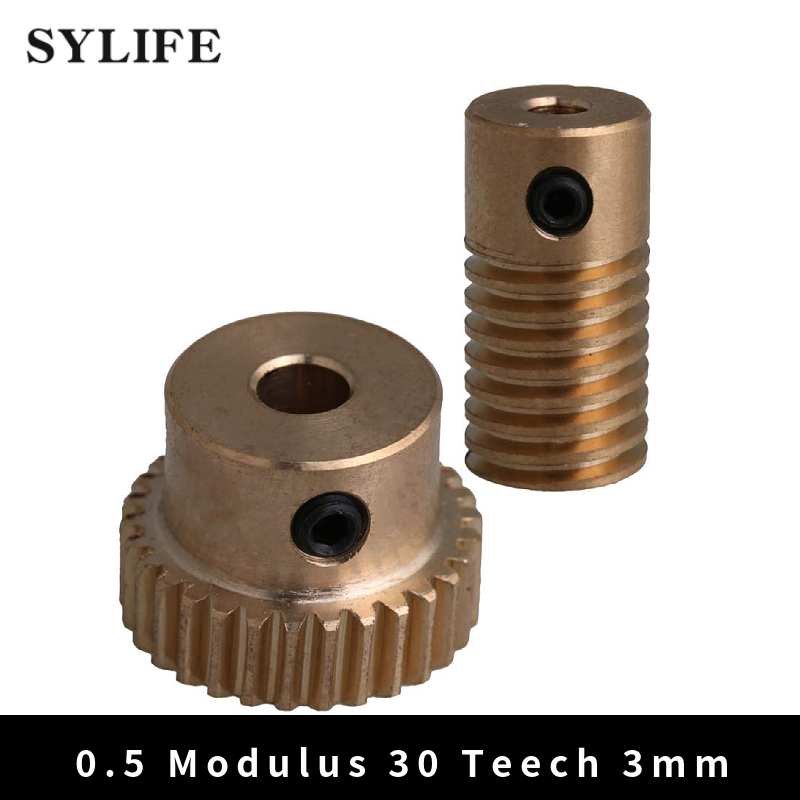 0.5 modul messing metal 3mm hullers gearaksel og 30 tænder snekkehjuls snekke gear sæt