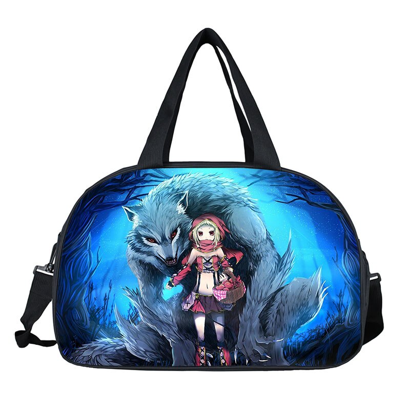 Wolf Howling Moon Travel Duffle Bag Women Handbags Ladies Larger Capacity Storage Bags Multifunctional Travel Totes Shoes Holder: DSTWOLFCW05