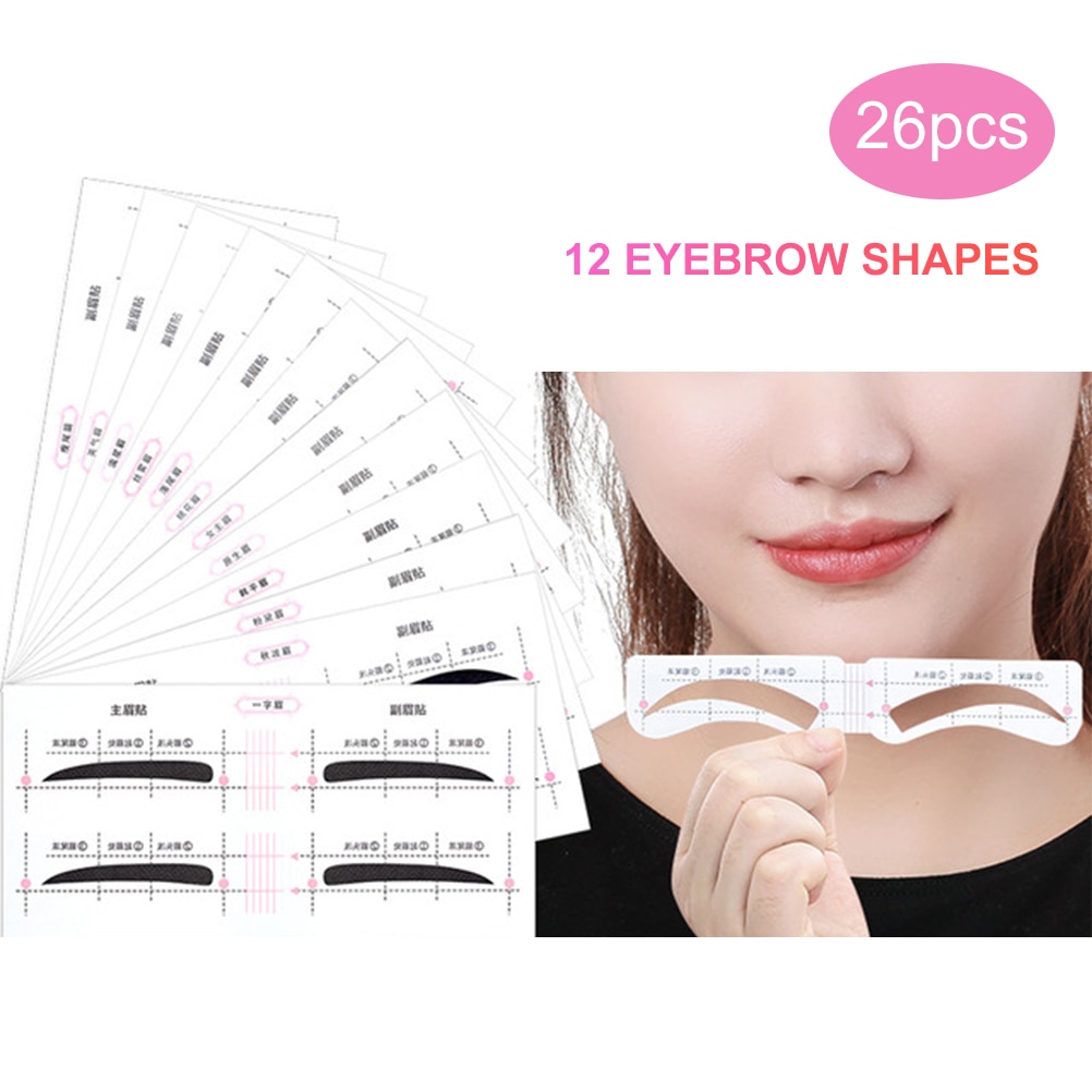 26 Pcs/104 Stickers Reusable Eyebrow Stencil Set Eye Brow DIY Drawing Guide Styling Shaping Grooming Template Card Makeup Beauty