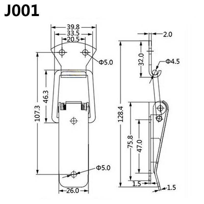 4Pcs/Lot Stainless Steel Hasp Spring Locking Latch Toolbox Chest Toggle Catch Clasp Box Hinges Furniture Hardware Accessories: 4Pcs J001