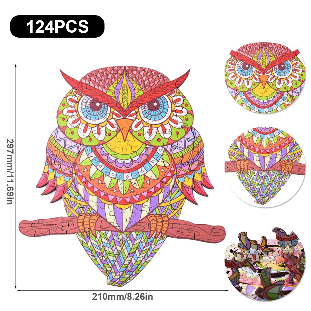 Unieke Houten Puzzels Mysterieuze Wolf Puzzel Cadeau Voor Volwassenen Kids Educatieve Puzzel Fabulous Interactieve Spelletjes: A4-124PCS