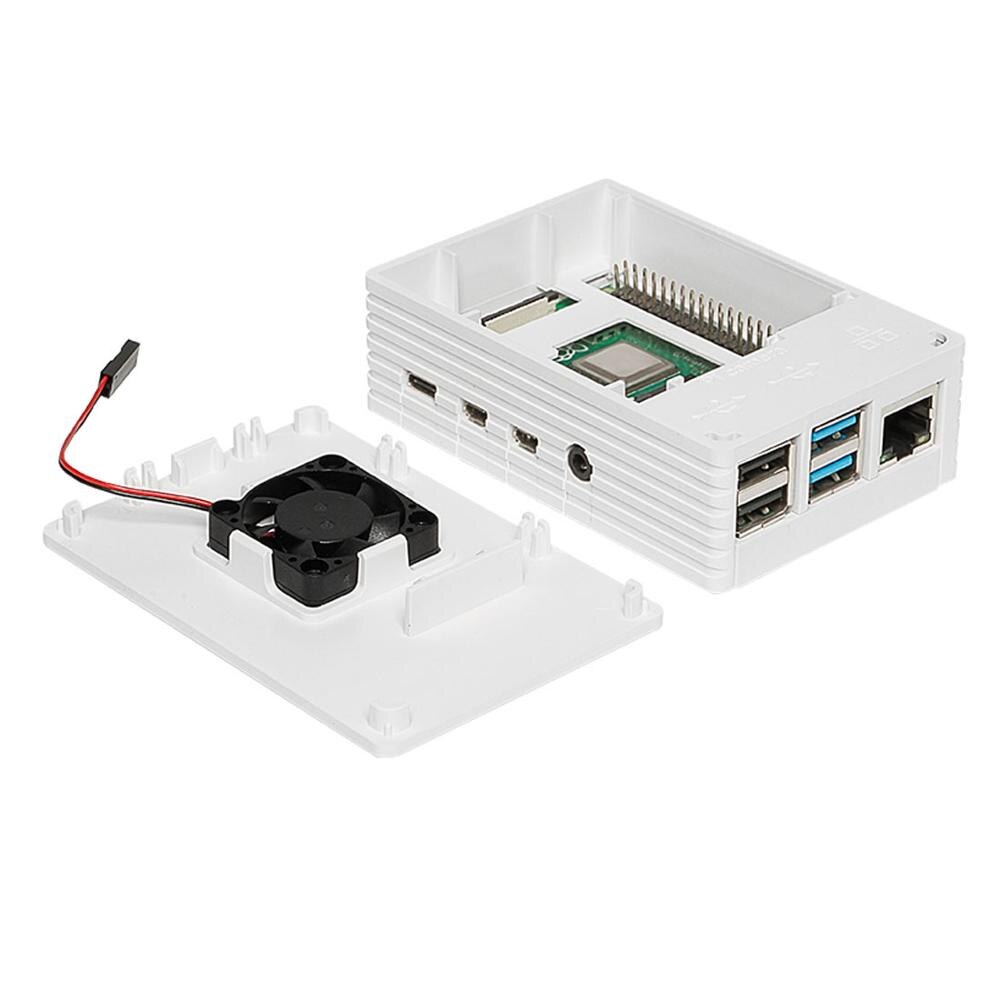 For Raspberry Pi 4 Case Protective ABS Case Black Shell White Enclosure Plastic Box with Cooling Fan Heatsinks for Raspberry Pi