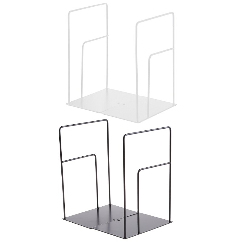 1 Pair Rectangle Bookends Book Stand Support Desktop Office Magazine Organizer Q1JC
