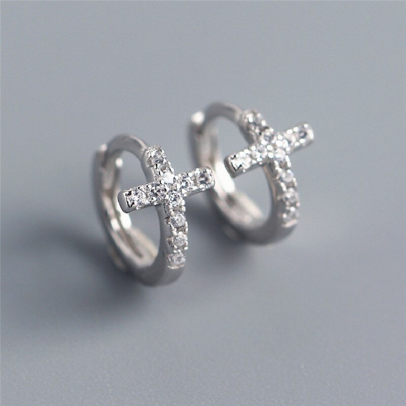 Ying Vahine 100% Plata de Ley 925 CZ, pendientes de Cruz para mujer