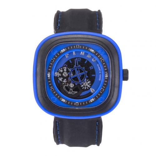 Sport Men's Watch Large Square Dial Silicone Strap Analog Quartz Wrist Watch Decor montre homme часы мужские наручные: Dark Blue