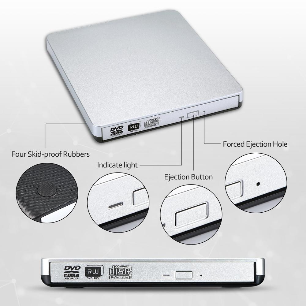 YiYaYo External CD Drive USB 2.0 DVD RW Burner Writer Optical Drive CD ROM Player for Windows 7/8/10/XP/Mac OS Laptop