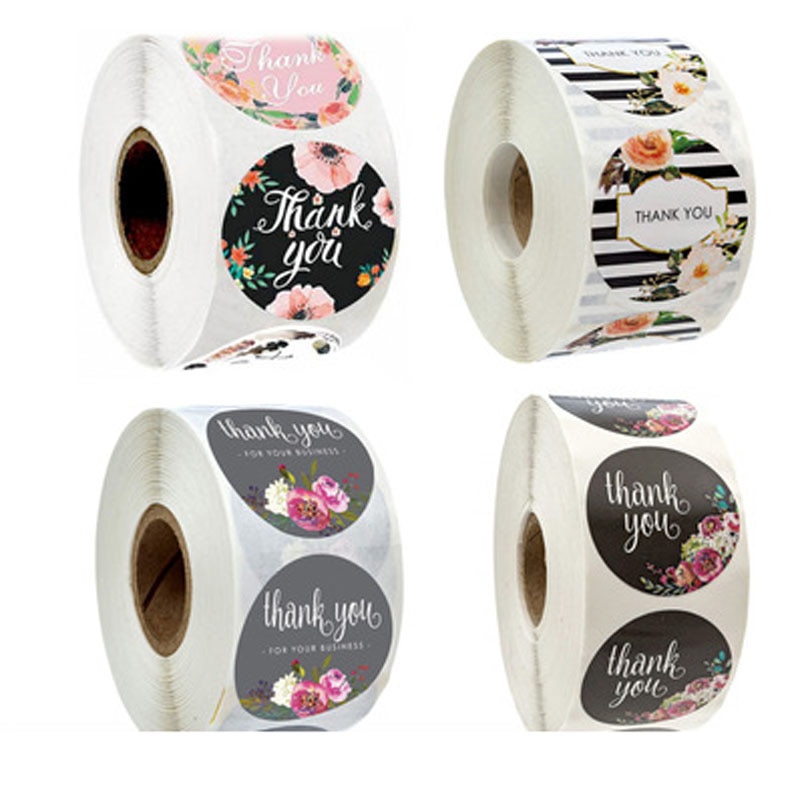 500Pcs/Roll Ronde Etiketten Handgemaakte Gecoat Papier Verpakking Sticker Snoep Zak Box Verpakking Bruiloft Mariage Bedankt Sticker