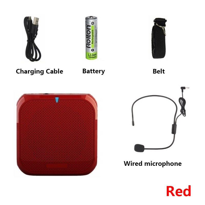 Rolton K400 Portable Voice Amplifier Megaphone Booster With Wired Microphone Loudspeaker Speaker MP3 Teacher Training 80dB: 04 RED