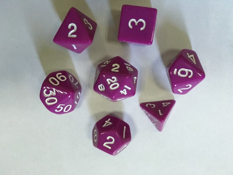Juego de dados matemáticos para niños, juego de dados de TRPG, 7 unidades: Purple