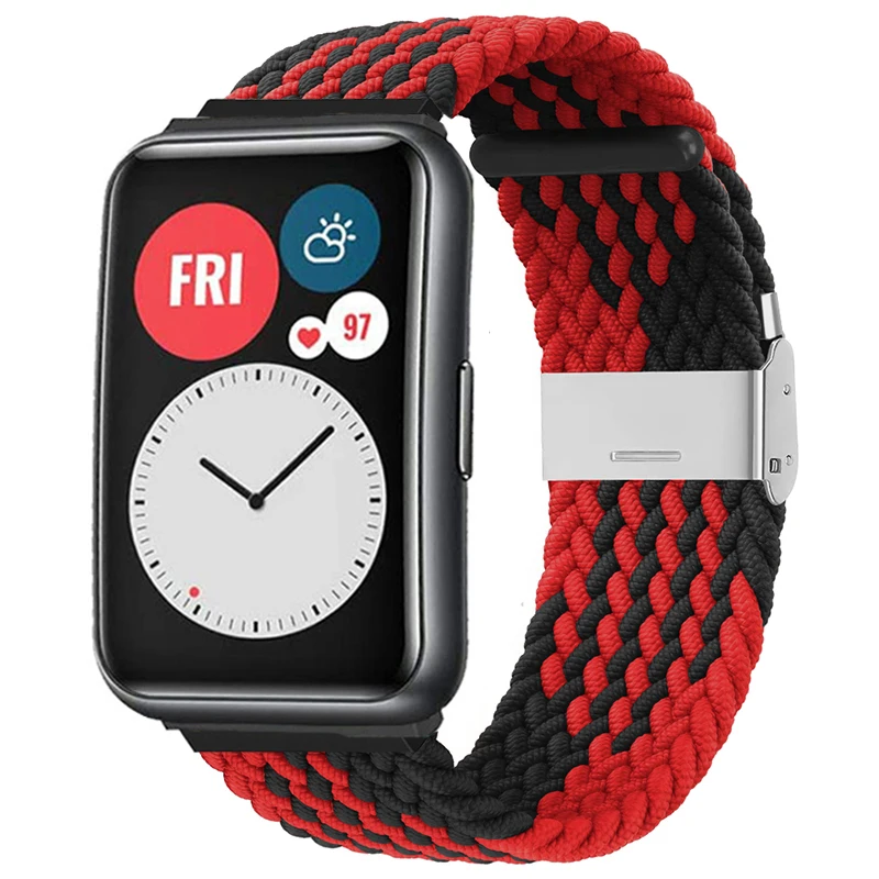 Rem til huawei watch fit 2- rem flettet nylonrem justerbar udskiftningsrem til huawei watch fit-remme: Hvidt lys pur / 12mm