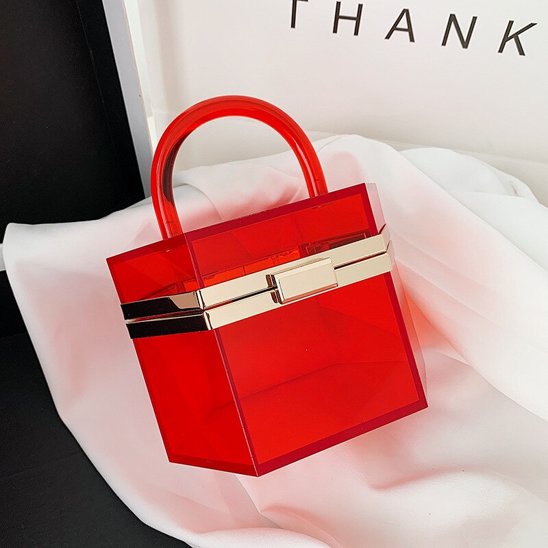 Acryl Transparante Zak Doos Stijl Portemonnees En Handtassen Voor Vrouwen Party Clutch Avondtasje Eenvoudige Vrouwelijke Trend Tas: 2