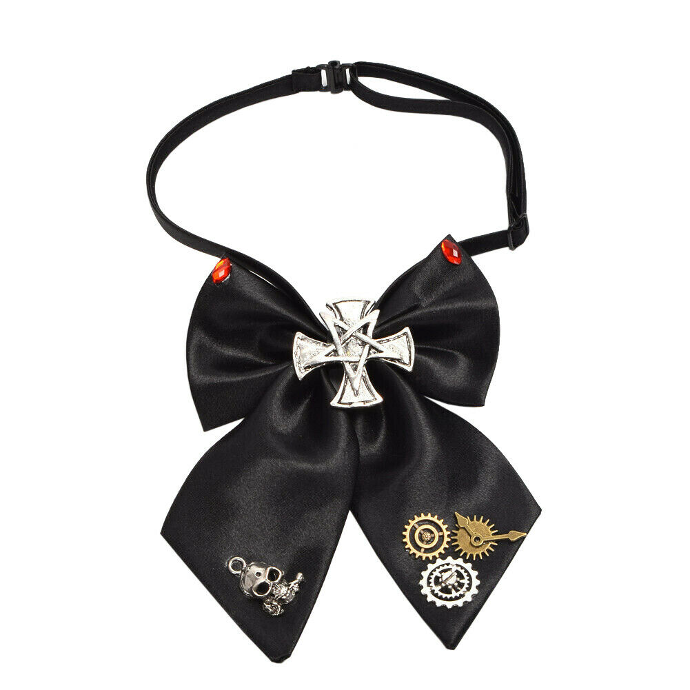 Nœud papillon Steampunk noir, accessoires de Costume, unisexe, Vintage victorien, cravate pour hommes: 6