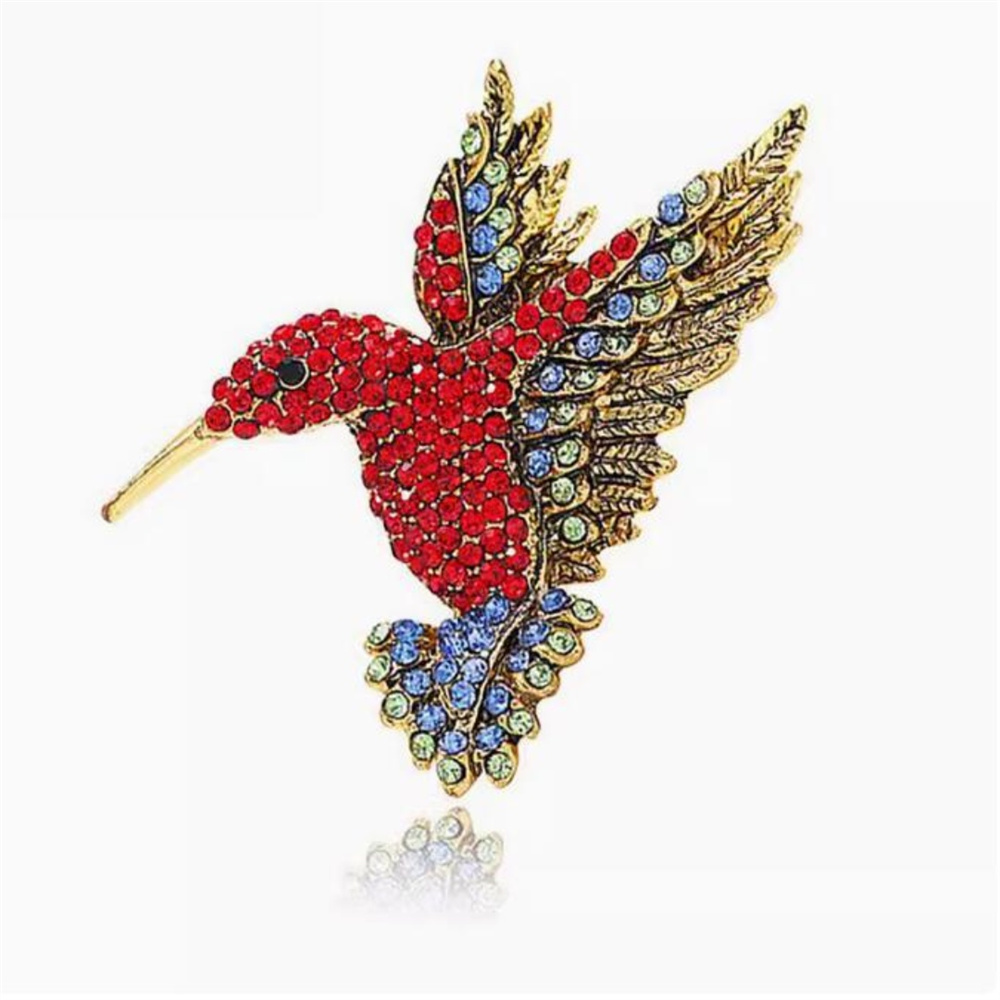 Luxury Crystal Phoenix Bird Brooch Women Men Pins Colorful Animal Brooches Clothing Accessories Party Coat Scarf Jewelry: Blue Zinc Plated