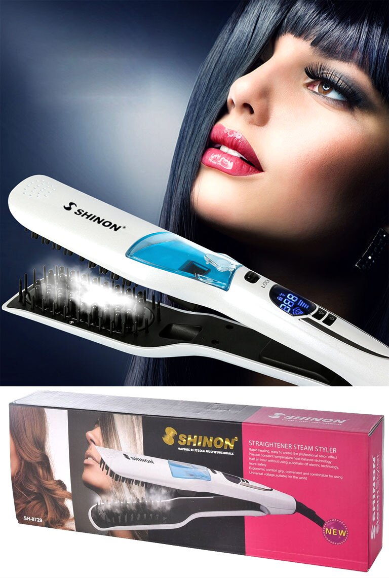 Steam Hair Straightening Ceramic Vapor Heating Flat Iron Steampod Salon Styling Tool Wet hairstyler