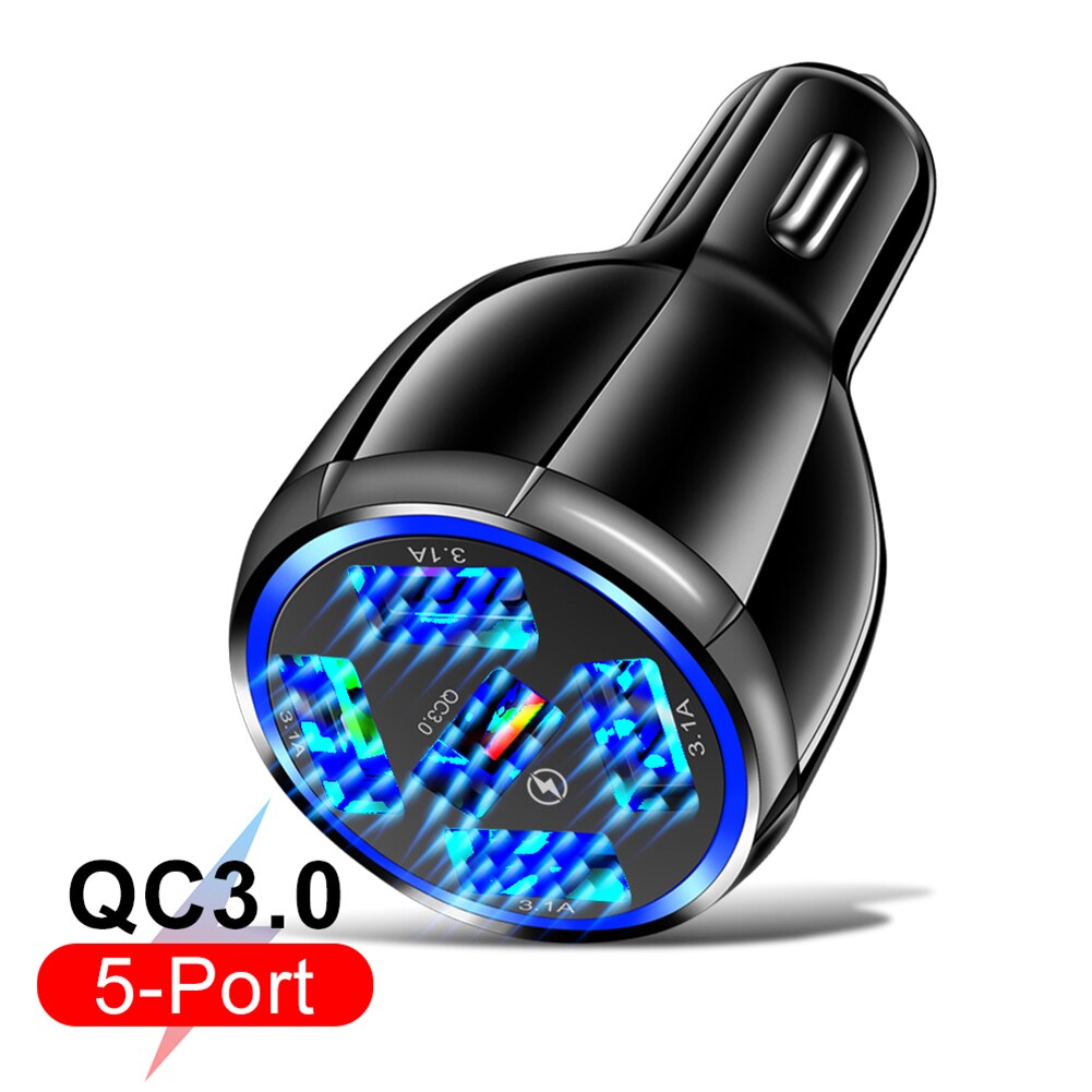 5USB Usb Autolader Quick Lading QC3.0 Auto Fast Charger 3.1A Multi Poorten Mobiele Telefoon Fast Quick Opladen Voor Iphone huawei