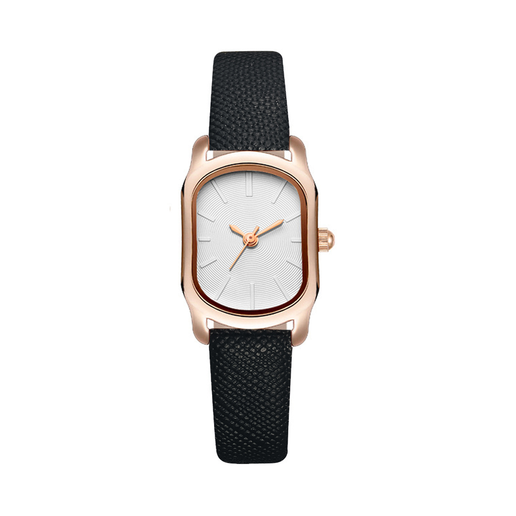 Relojes pequeños negros a la para mujer, relojes de pulsera de cuero Vintage para mujer, reloj de pulsera de cuarzo femenino Retro con esfera ovalada Simple