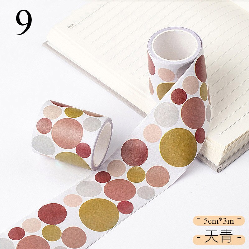 5cm*3m Colored Round Washi Tape Kawaii Dots Label Masking Tape Decorative Adhesive Tape Sticker Scrapbooking Sealing Stationery: 9