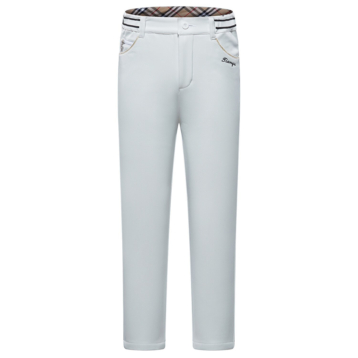 TTYGJ-ropa de Golf para niños, pantalones largos de otoño e invierno para niñas, pantalones deportivos informales cálidos de terciopelo para niños de mediana edad y mayores: White / XL