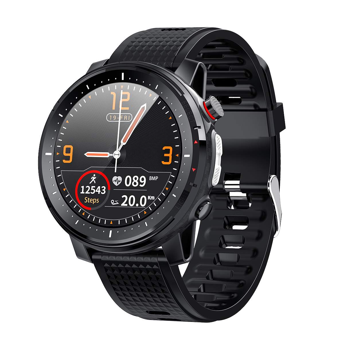 [BT5.0] Microwear L15 Smart Horloge Fitness Mannen 1.3 Inch Hartslag Bloeddruk/Zuurstof IP68 Zaklamp Camera remote Smartwatch: Black