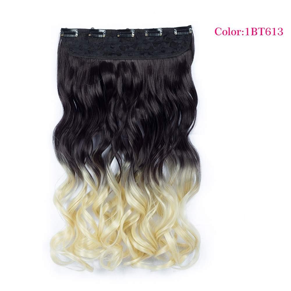 Valenwigs 22 '' lang bølget clip in on one piece syntetisk hair extensions ombre color 5 clips one piece krøllet frisure til kvinder: Nc /4hl