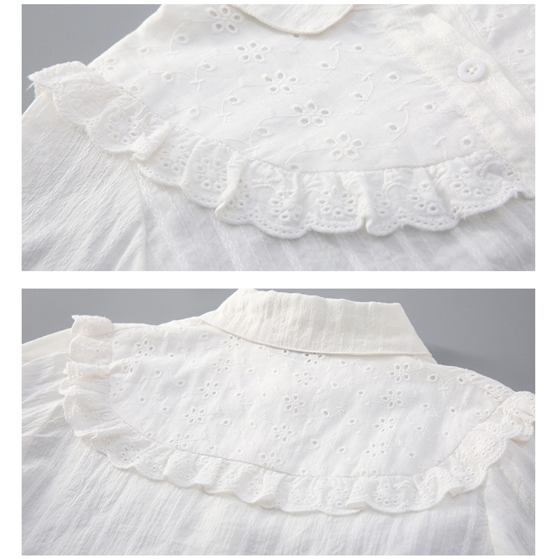 Blusa de algodón plisada con volantes para niña, camisa de color blanco y rosa para otoño, talla 4, 6, 8, 10, 12 y 14