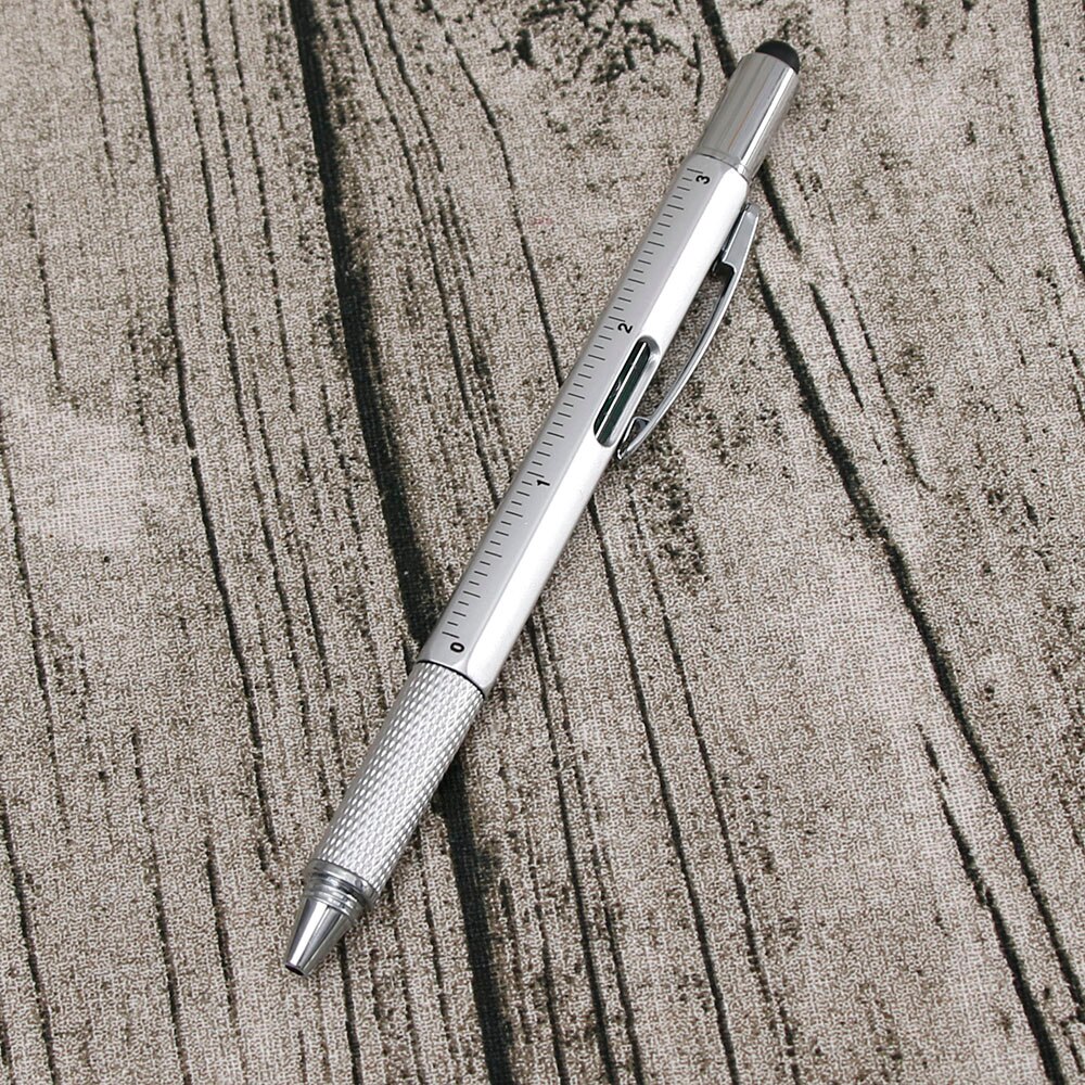 1 piece/batch listing tool ballpoint ruler level top and scale multi-function metal and plastic pen: silver