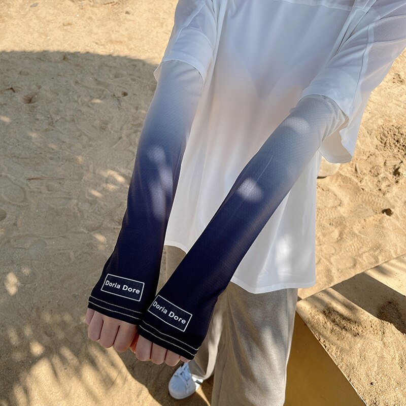 Armstulpe mit farbverlauf, uv-schutz, weiche armmanschette aus eisseide, sonnenschutz für den sommer, schnelltrocknend, dünn und atmungsaktiv: Schwarz