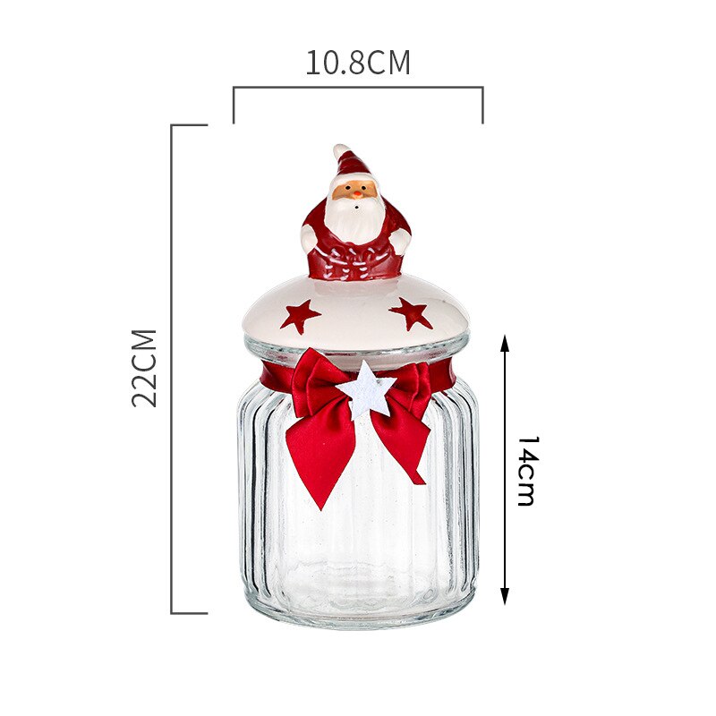 Christmas Glass Storage Jars with Cute Ceramic Lid Airtight Candy Nuts Storage Container Sealed Canisters Pantry Food Organizer: Santa Big