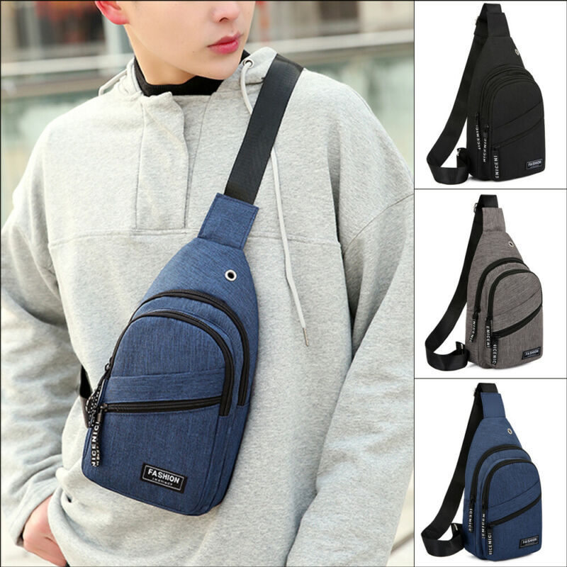 Mode Mannen Casual Outdoor Brief Schoudertas Sling Borst Pakken Canvas Usb Opladen Sport Reizen Crossbody Taille Zakken