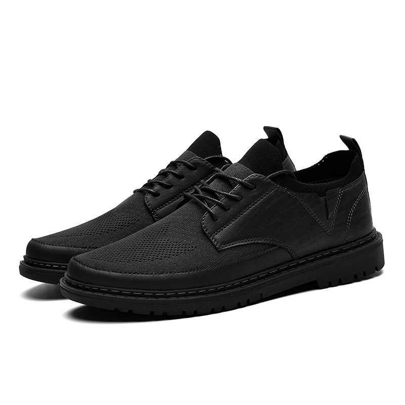 SUROM Breathable Dress Leather Shoes Men Leather Casual Shoes Men Summer Flats Male Adult Work Shoes