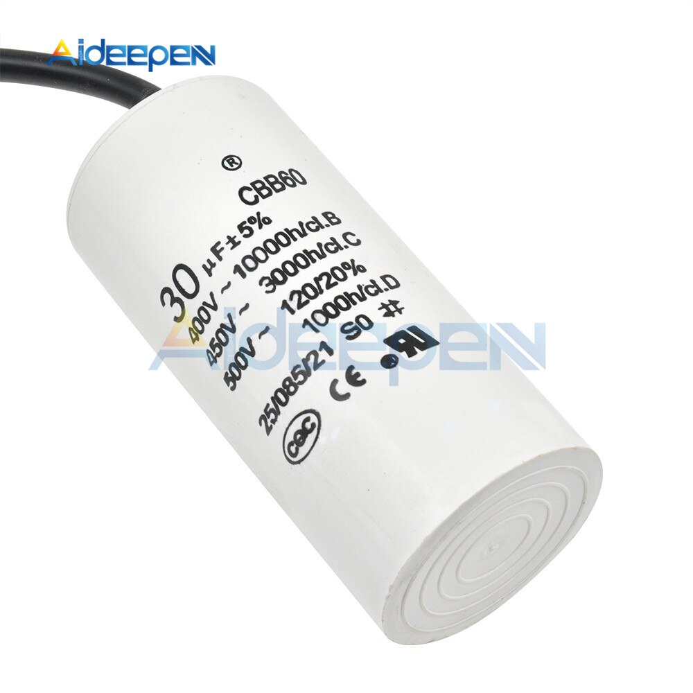 450V 30UF CBB60 Polypropylene Film Capacitor AC Motor Run Capacitors 400-500V AC for Fridge Washing Machine