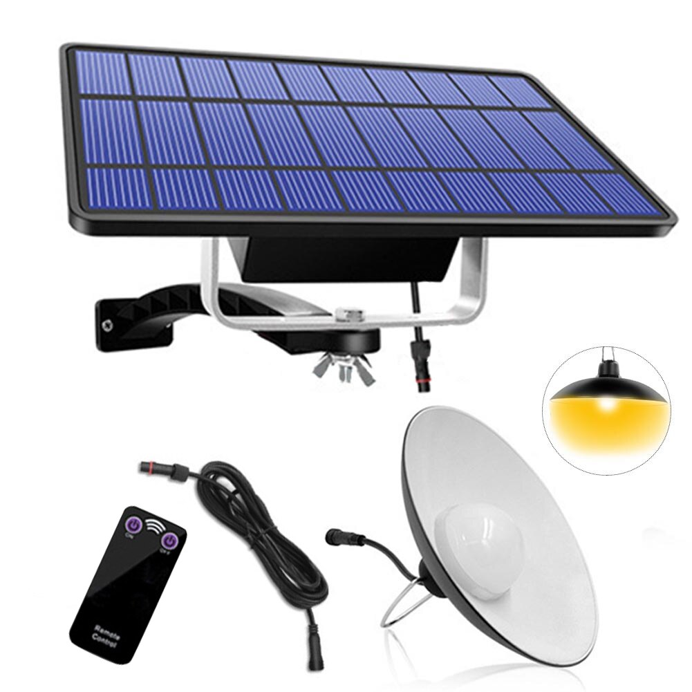 Haveskur lampe nødlys led solar pendellys altan opbevaringsrum  ip65 vandtætte hjemmehængende fjernbetjening: Sort et varmt lys