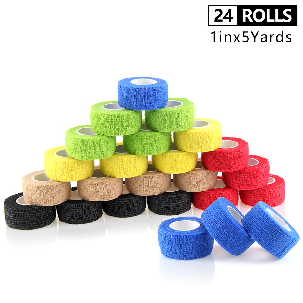 2.5Cm 24 Rolls Zelfklevend Bandage Aanhangend Elastische Samenhangend Camouflage Bandage Voor Vinger Geweven Sport Bandage: Mixed