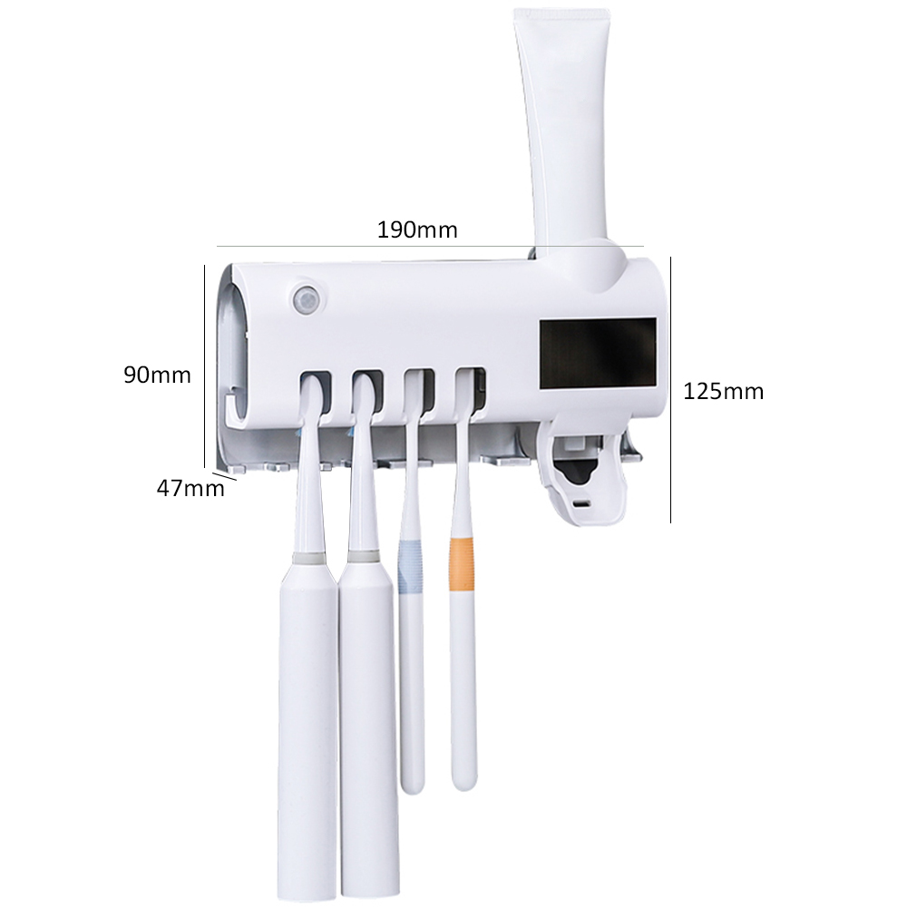 Solar Energy UV Toothbrush Disinfectant Cleaning Agent Storage Bathroom No Need To Charge Toothpaste Dispenser Holder Sanitizer