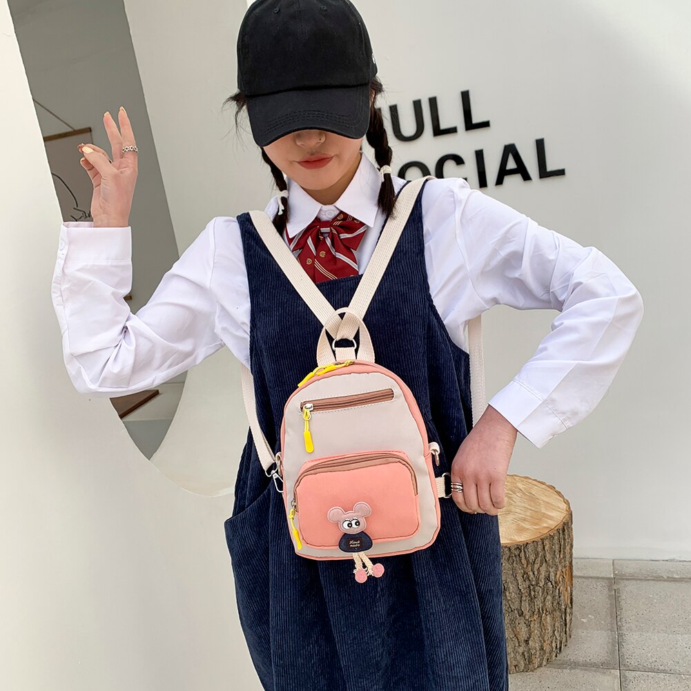 Neue Sommer Frauen Studenten Farbe Spleißen Multi Schichten Rucksack Nette Puppe Studenten Kleine Leinwand Rucksack Tornister