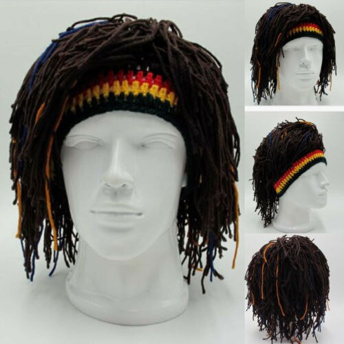 Crestive sjove reggae dreadlocks unisex jamaicanske strikkede beanies paryk fletning hat rasta hår hat fest cosplay hat