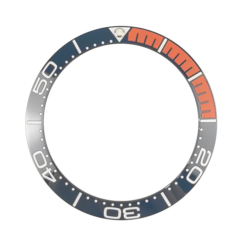 38mm Black/orange Ceramic Bezel Insert For Sea master SKX007 SKX009 Divers Men's Watches Luminous pip: Blue orange