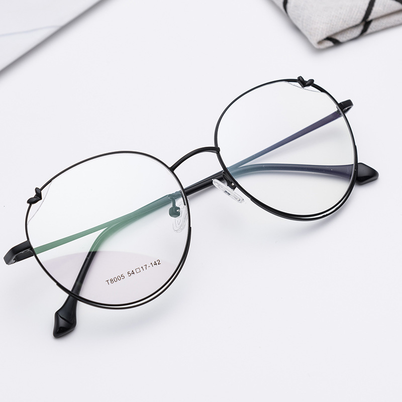 Gafas ópticas metálicas Vintage Imwete, montura de gafas para hombres y mujeres, monturas de gafas con forma de corazón para mujer, gafas transparentes para Miopía: Black