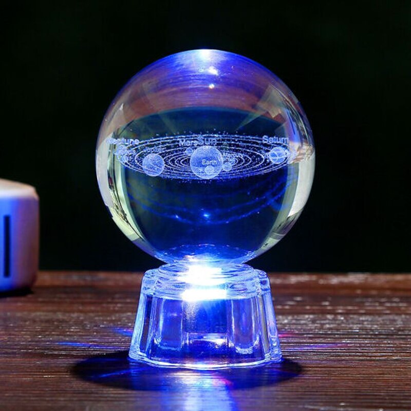 3d aurinkokunta kristallipallo planeetat lasipallo linnunrata maapallo pienoismalli kodin sisustus tähtitiede koriste 6/8cm: B kevyellä pohjalla / 60mm