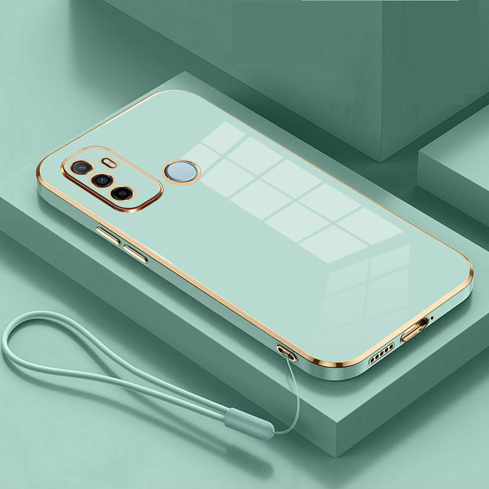 Para Oppo A53 funda oppo A53S protección de cámara CPH2127 CPH2131 CPH2139 CPH2135 funda de teléfono dura mate transparente a prueba de golpes: ABS / Azul cielo