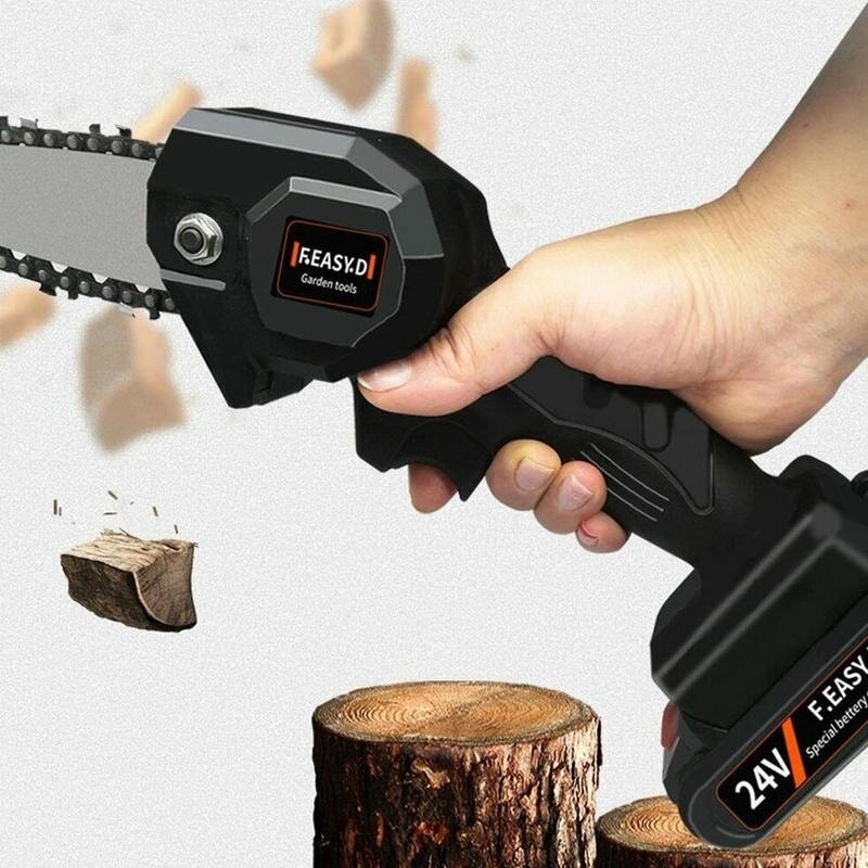 Mini Chainsaw Battery Electric Pruning Saw With Batterys Rechargeable Woodworking Garden Logging Tools Mini Chainsaw Battery