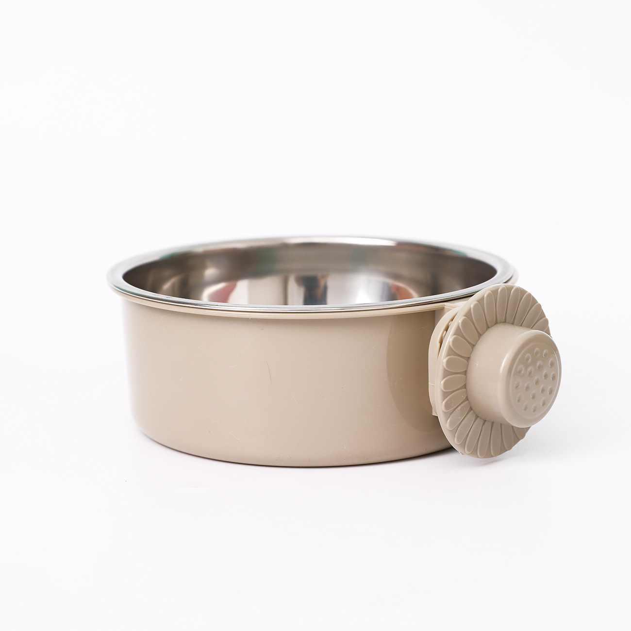 Dog colorful Bowl anti-tip Fixed Hanging Dog Bowl Dog Cage Stainless Steel Drinking Bowl Pet Bowl Pet Supplies: S / GRAY